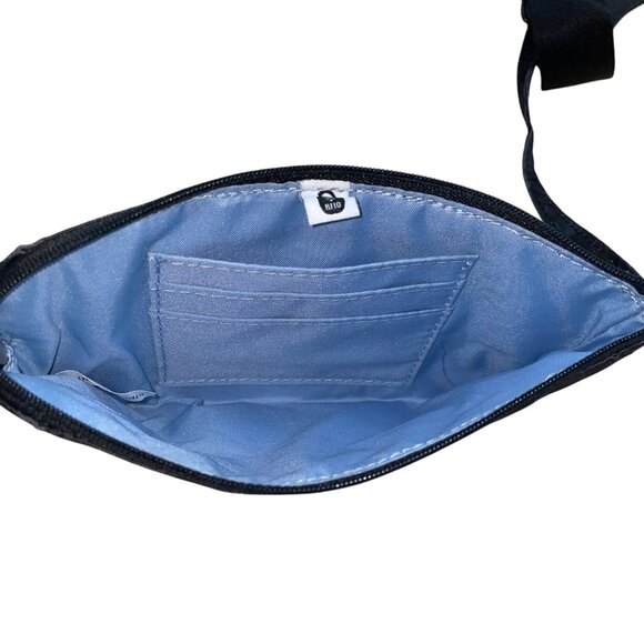 Baggallini Black Floral Design Adjustable Strap Zippered RFID Crossbody Bag Sz M - Picture 12 of 14